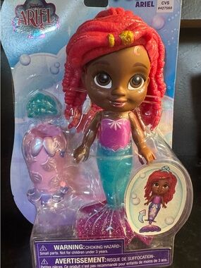 Disney Ariel Pop Tails Mermaid Doll - Red Hair, Teal Tail, Pink Top